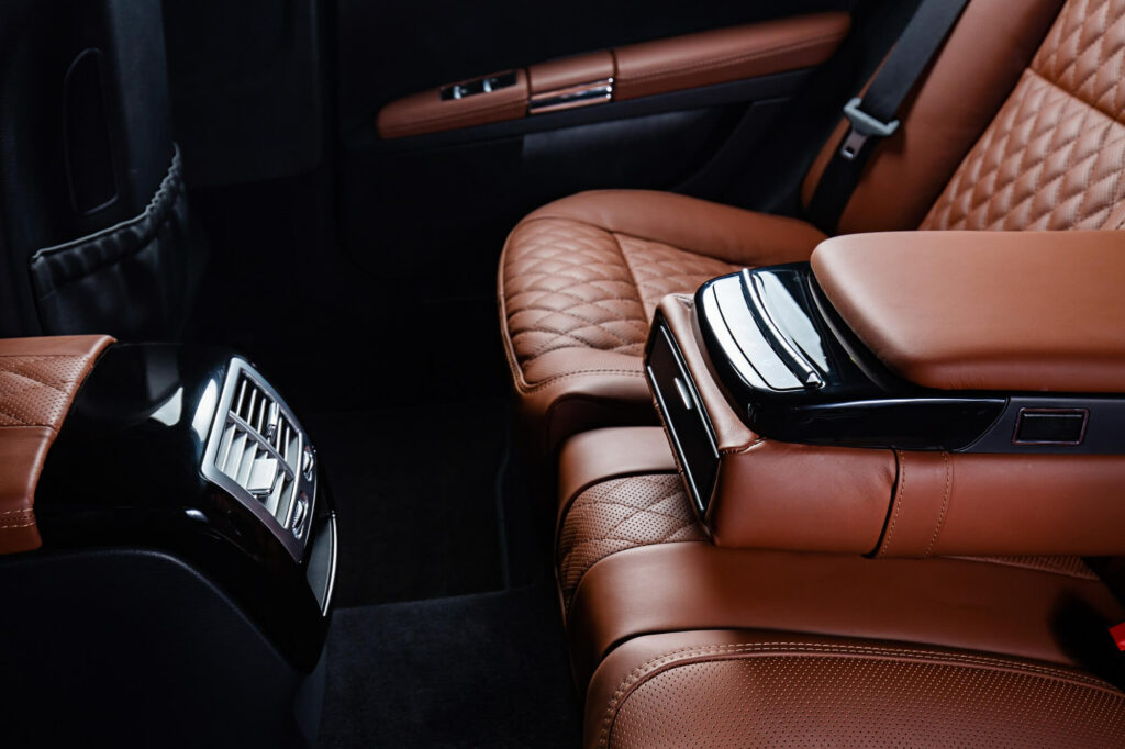 luxury car interior brown black colors